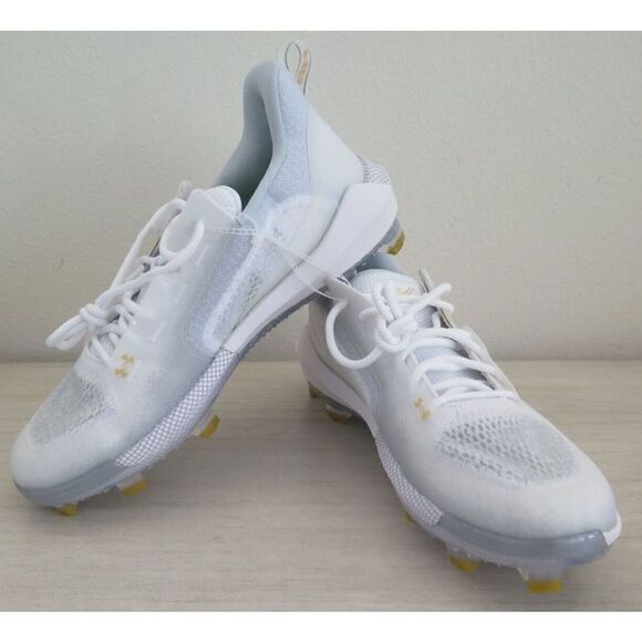 Under Armour 3024320 Men's Sz 12.5 White/Gray Harper 6 Elite TPU Baseball Cleats - Picture 1 of 7
